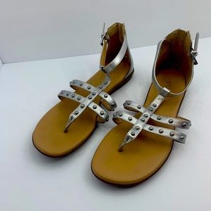 Aerosols Metallic silverbstudded Gladiator Sandals